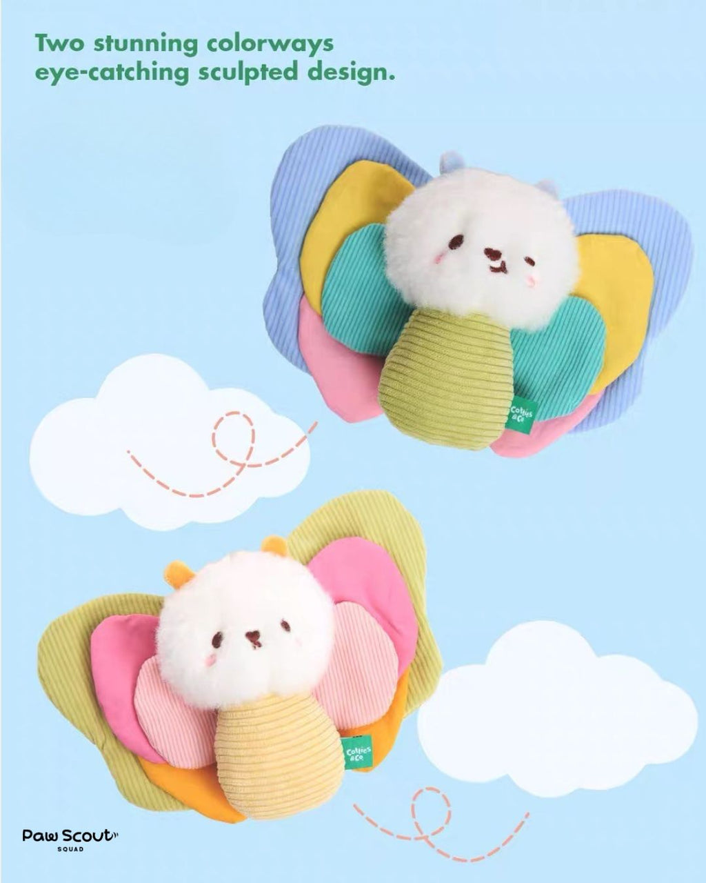 Cotties & Co Butterfly Pup Crinkle & Squeaker Toy