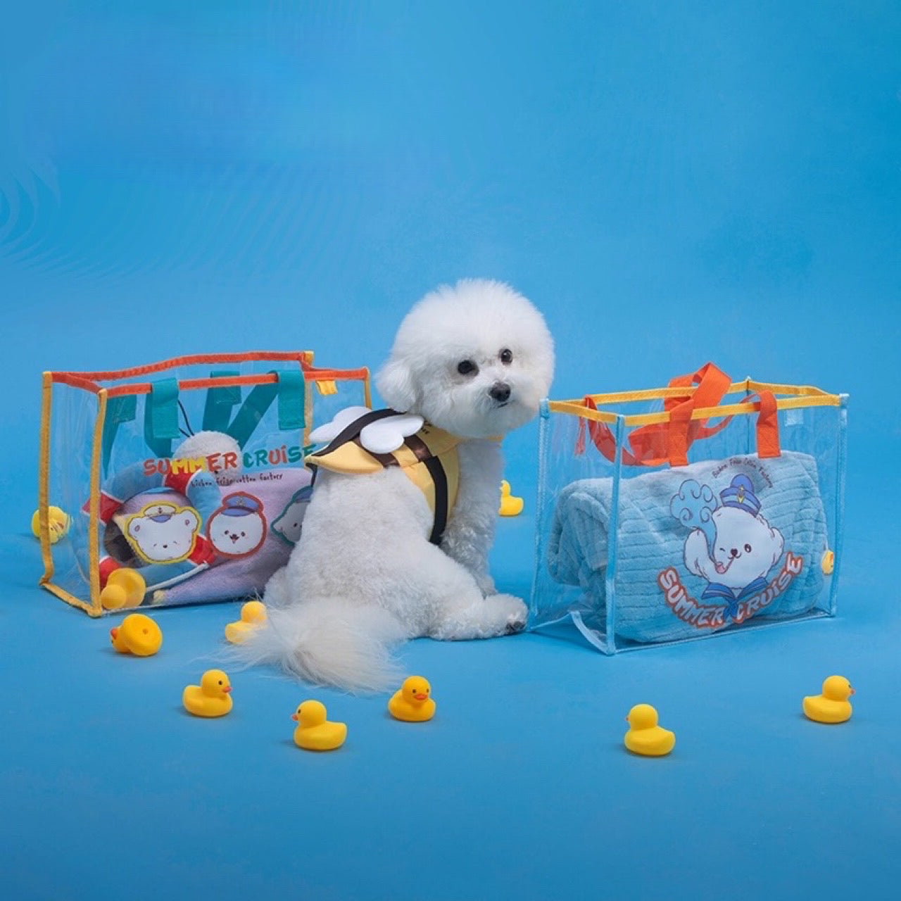 Cotties&Co Pet Waterproof PVC Beach Tote Bag Three Sailors