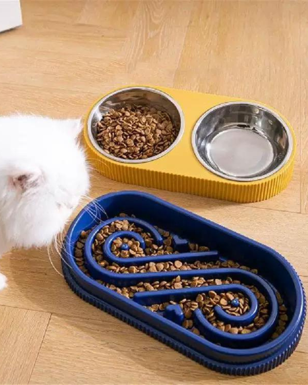PAWSS 2 in 1 Duo Pet Feeder (Blue/Yellow)