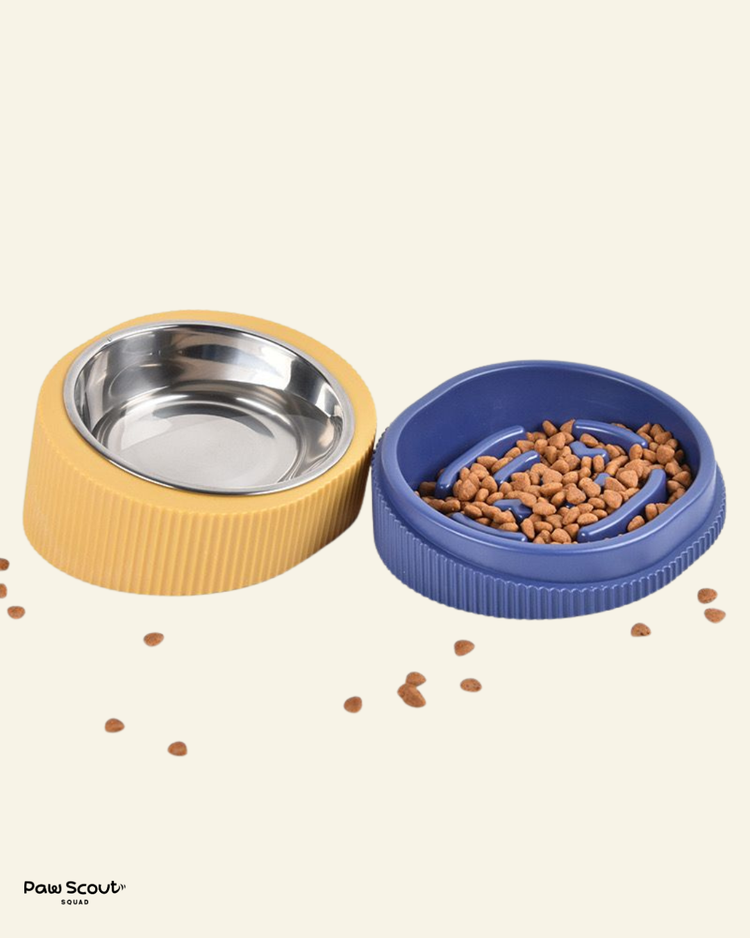 PAWSS 2 in 1 Single Pet Feeder (Blue/Yellow)