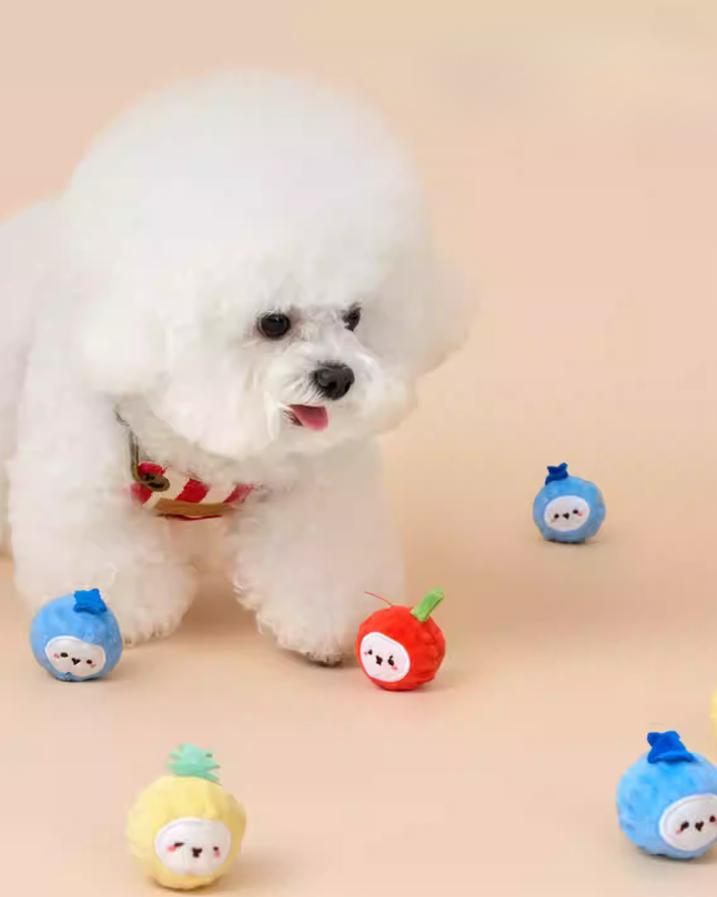 Cotties & Co Pet Toy Bouncy Squeaky Ball Fruit Party