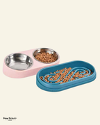 PAWSS 2 in 1 Duo Pet Feeder (Pink/Green)