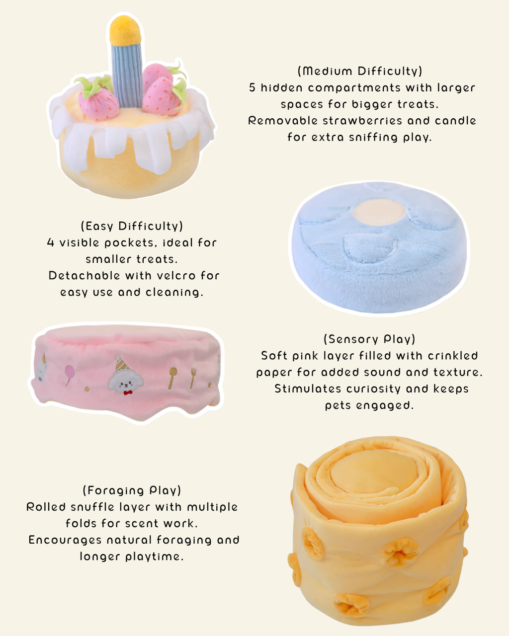 Cotties & Co x Raisingwell Pet Toy Birthday Snuffle Cake