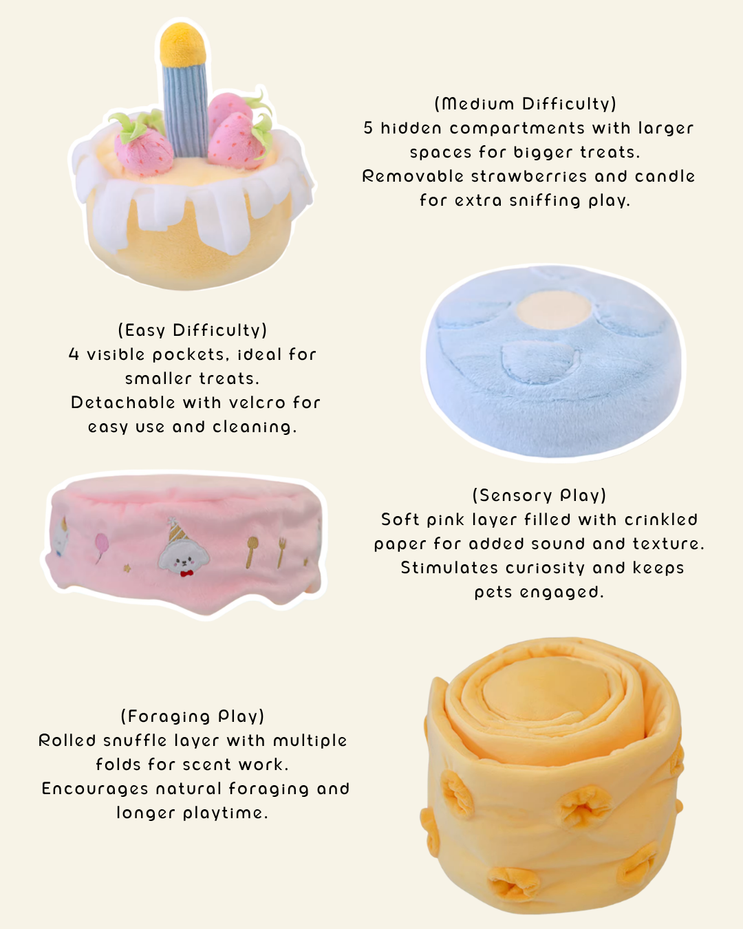 Cotties & Co x Raisingwell Pet Toy Birthday Snuffle Cake